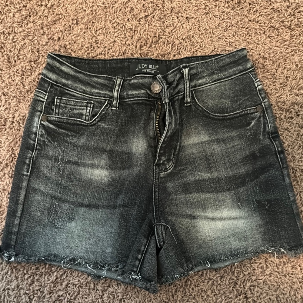 Judy Blue Black Jean Shorts with Raw Hem
